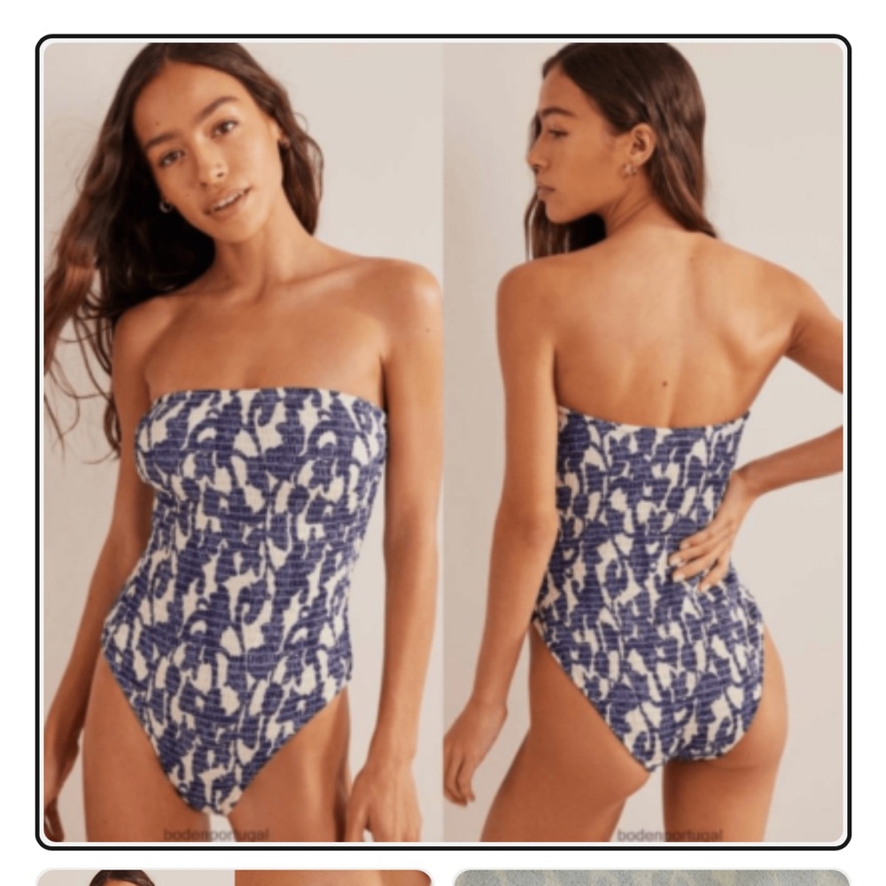 Boden Blue and White One Piece Swimsuit
